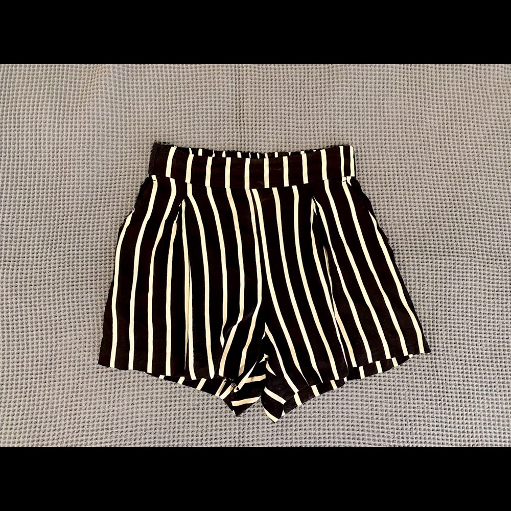 High-rise striped paper bag shorts